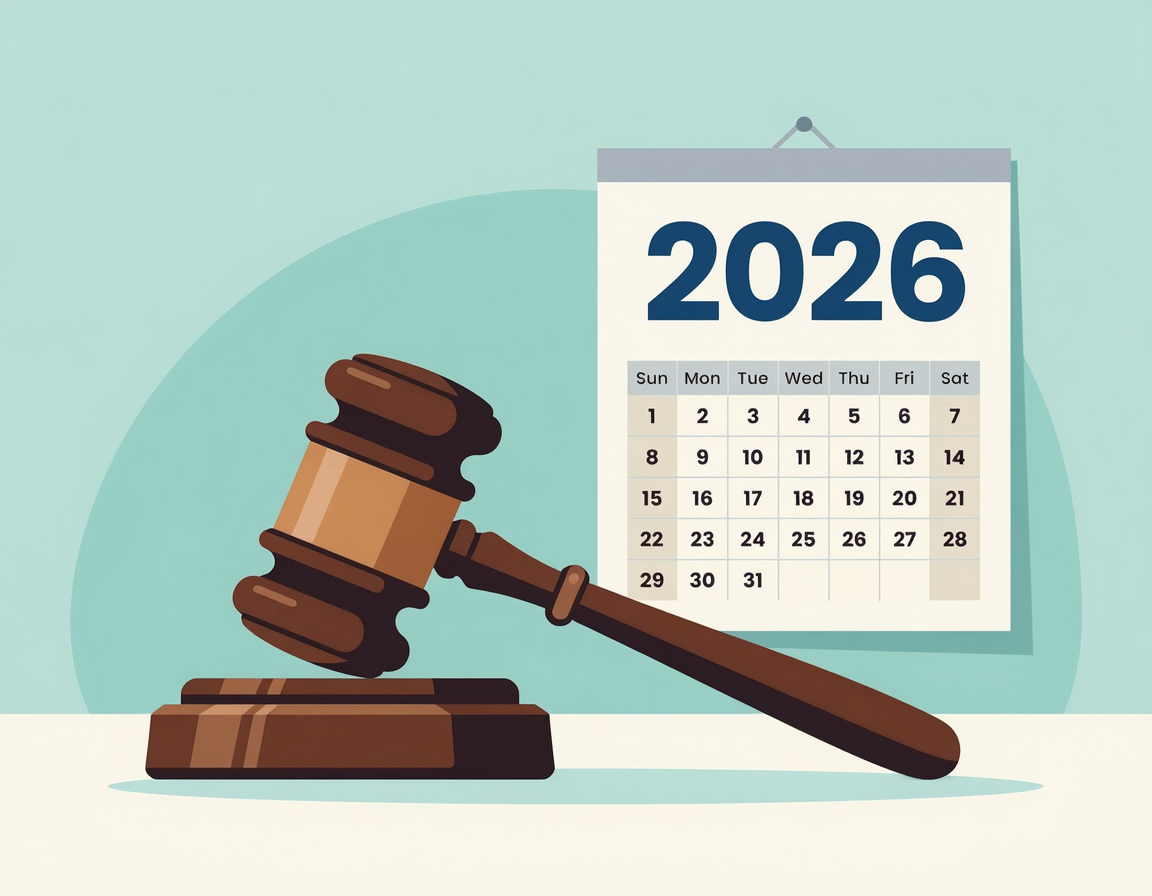 2026년 달력과 판사봉 일러스트 음주운전