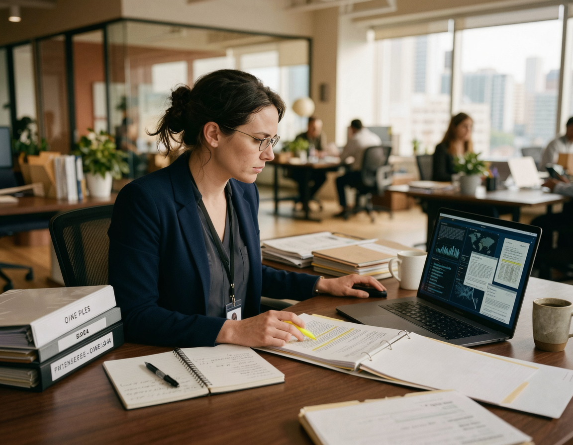 증거 자료를 검토하는 모습