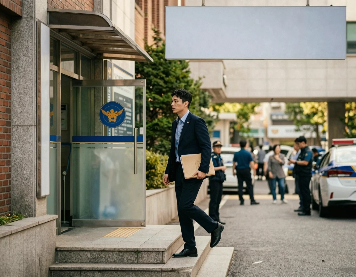 경찰서 사이버수사팀에 방문하는 모습