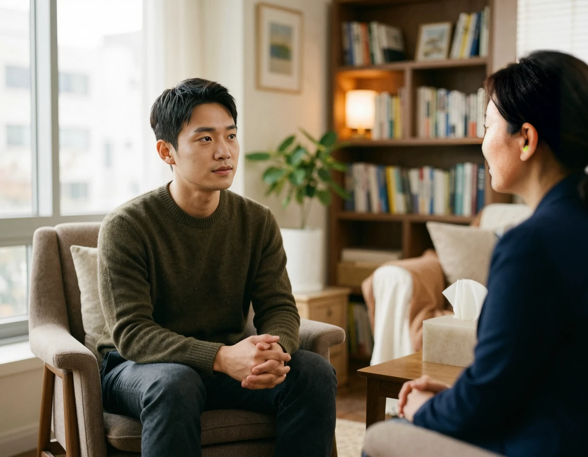 상담 치료를 받고 있는 남성의 모습