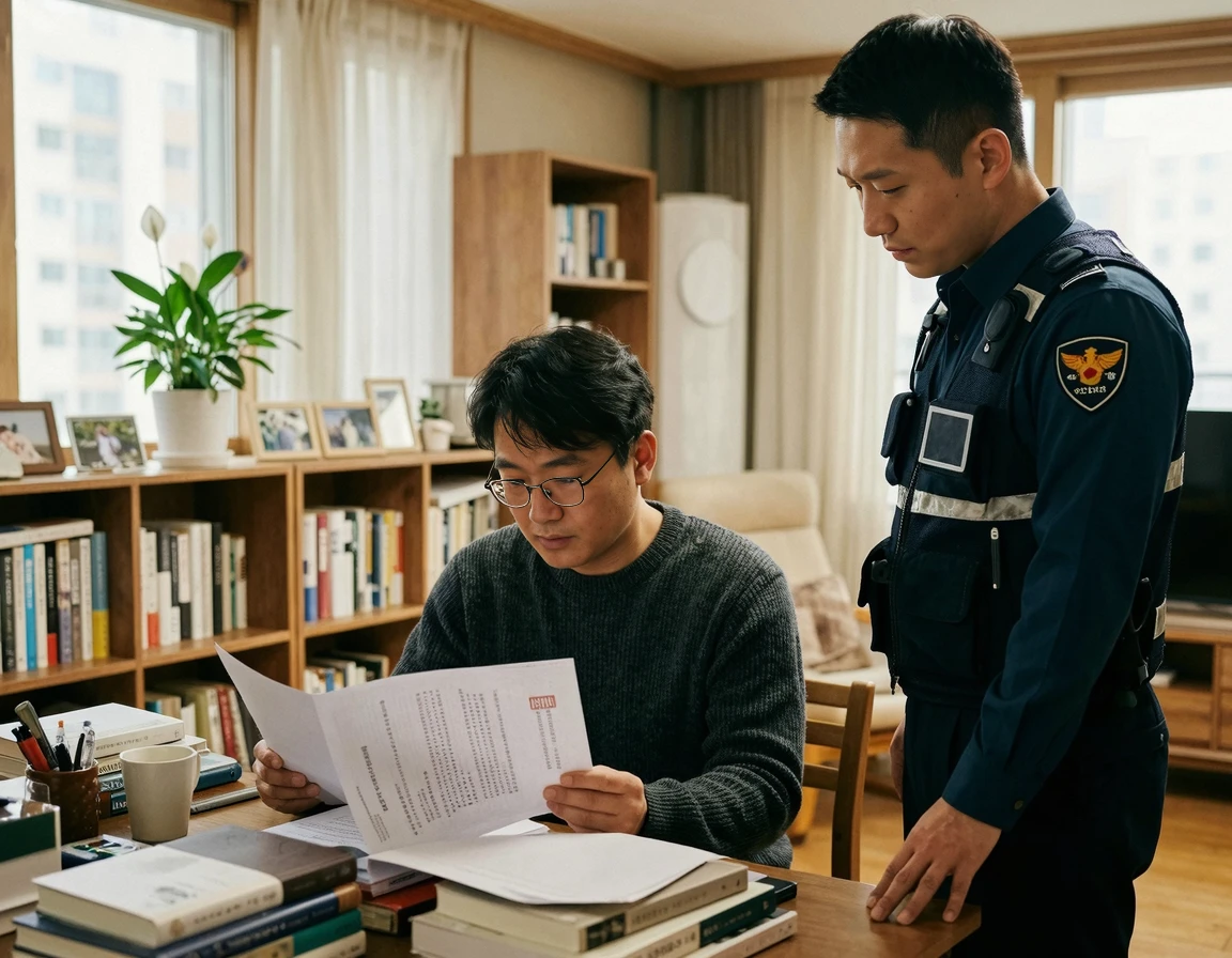 압수수색 영장을 확인하는 모습