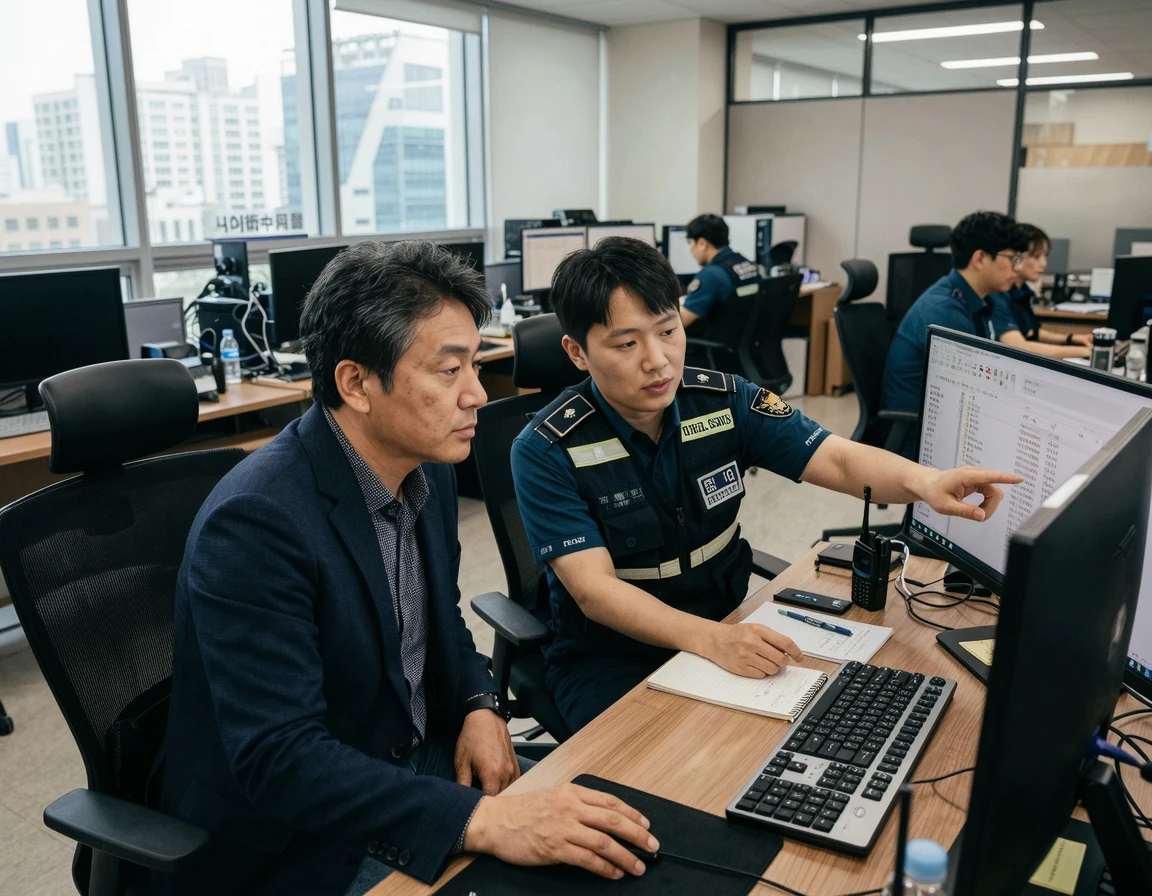 경찰서에서 포렌식 과정을 참관하는 모습