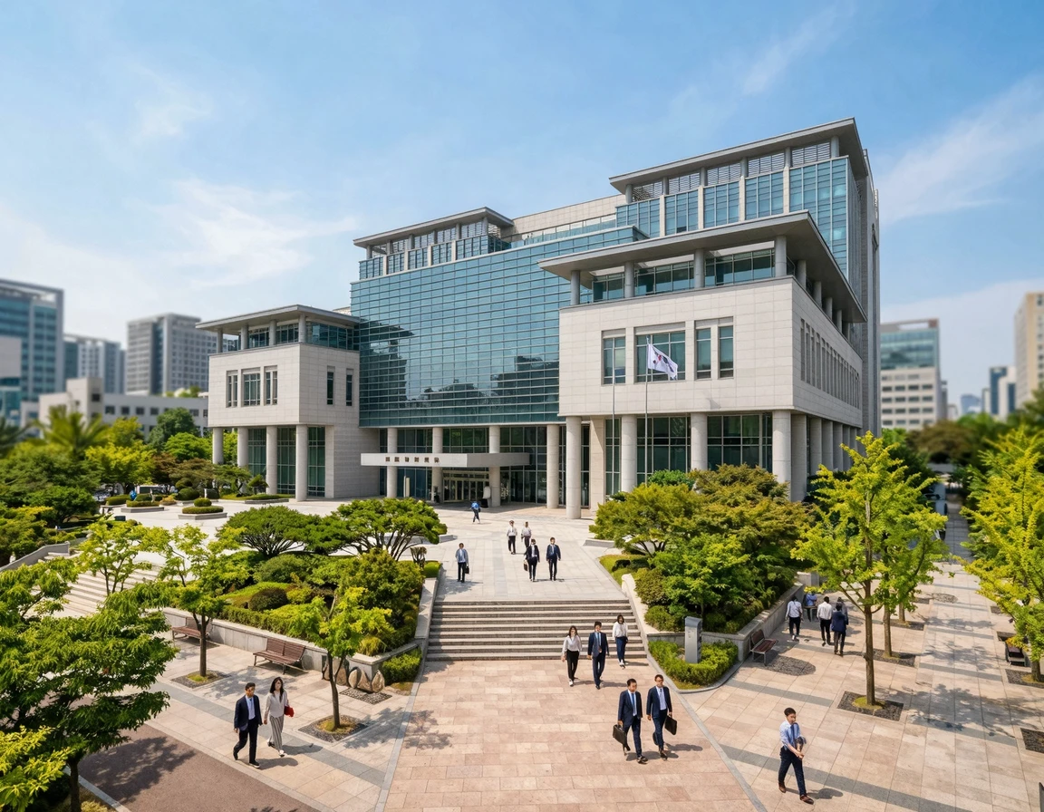맑은 날씨의 한국 법원 건물 전경
