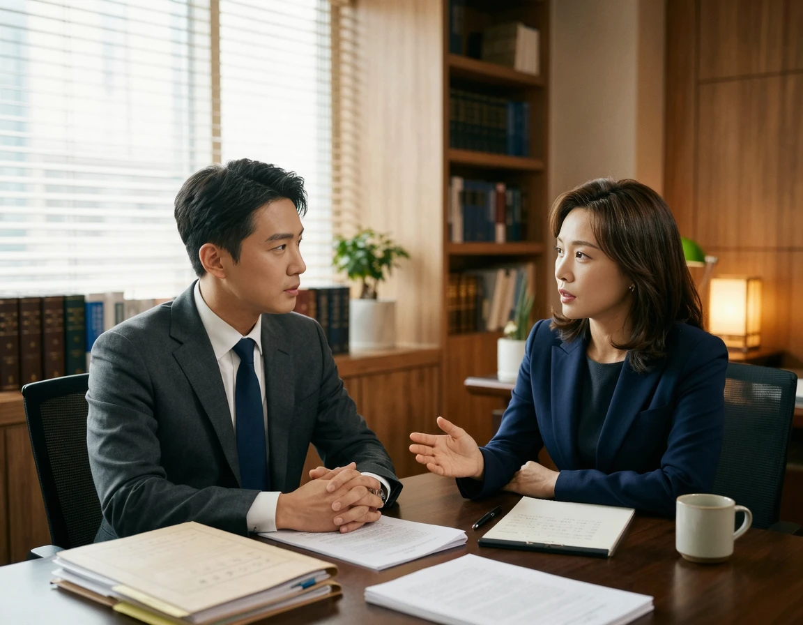 변호인과 함께 영장실질심사 전략을 논의하는 피의자