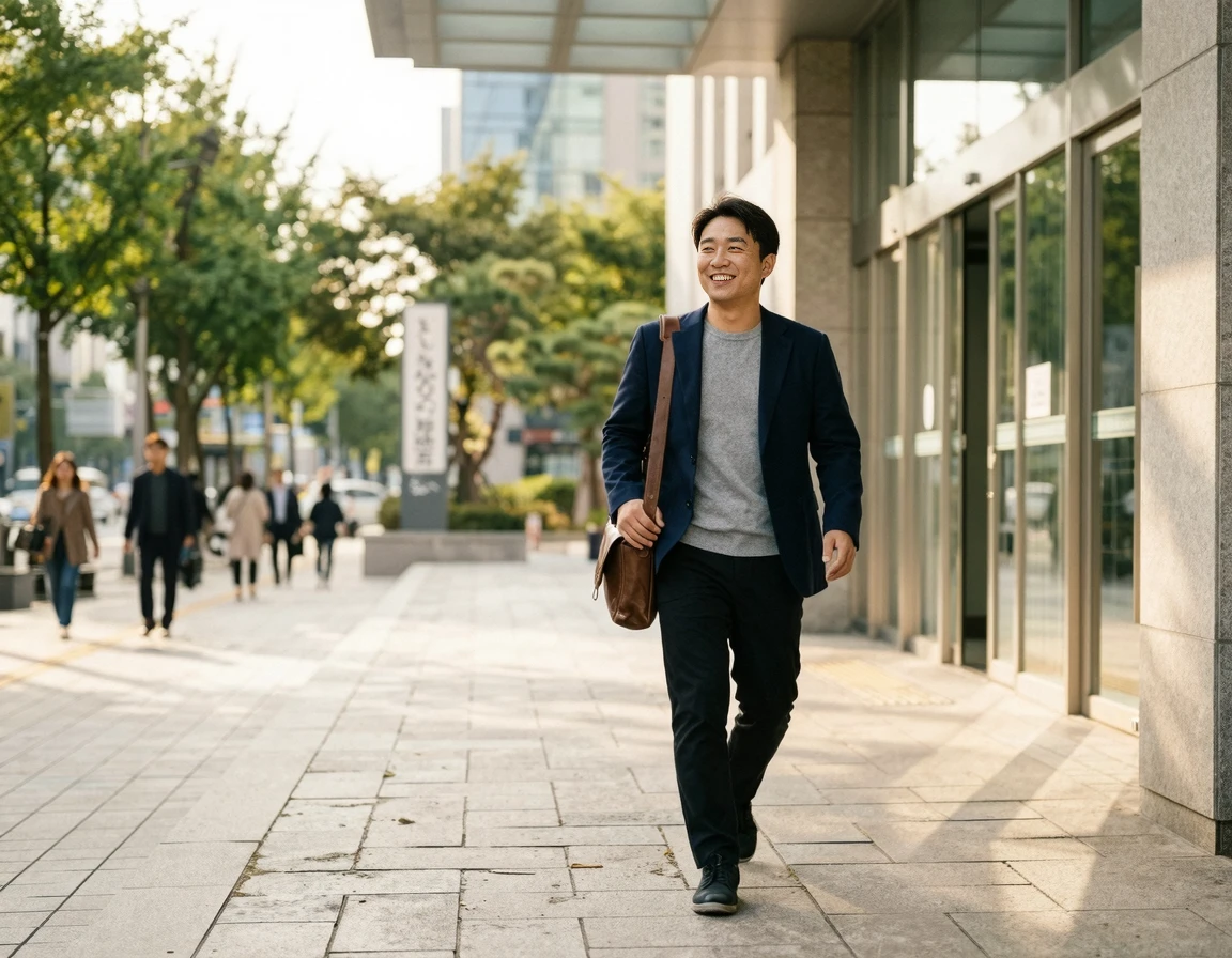 영장 기각 후 일상으로 돌아가는 남성의 뒷모습