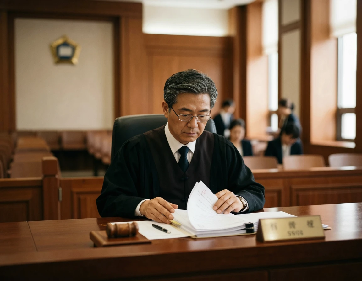 엄벌탄원서를 검토하는 판사의 모습
