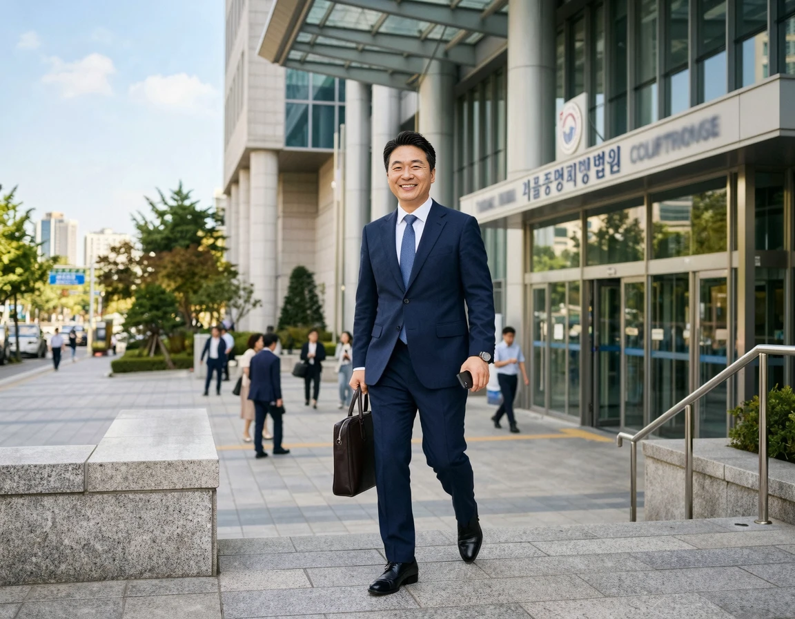 항소심 재판을 마치고 법원을 나서는 피고인의 모습