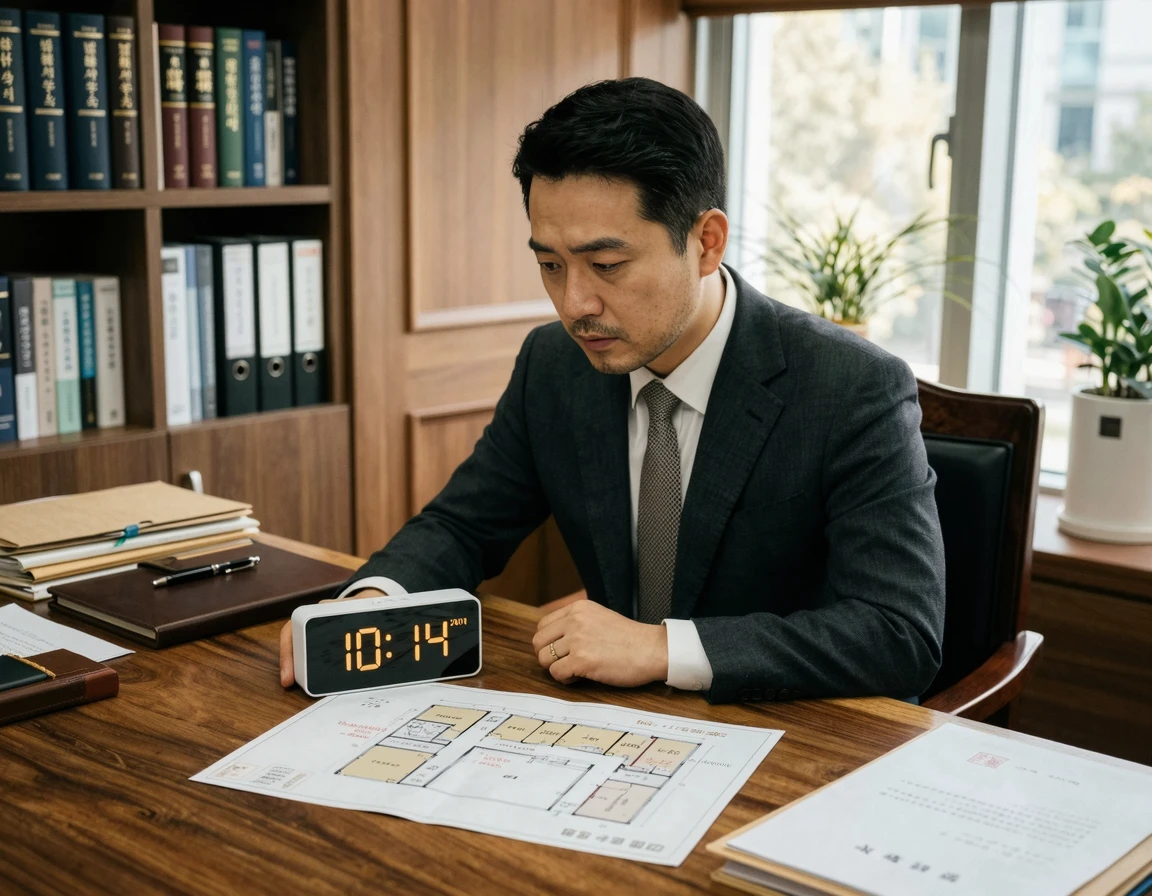 시계와 지도를 보며 알리바이 동선을 확인하는 남성의 모습